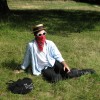 79 My friend Dan at my birthday on Hampstead Heath - he thought he had swine flu. July 14 2009.