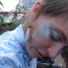 90 My friend Roseanne is a deft hand with face paint. "Roses, can you please put my dress on my face please?" August 22 2009.