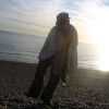 Bu in Brighton My friend and web designer Boo Hodgetts on the shores of Brighton. November 12 2005.