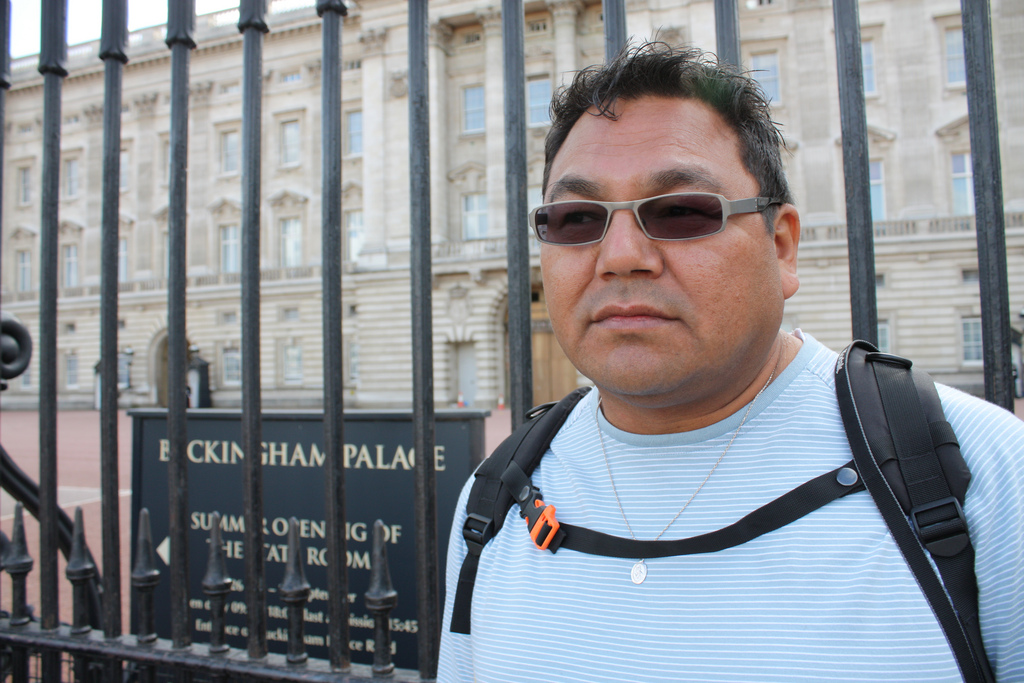 Mikisew First Nation former chief George Poitras, outside Buckingham Palace on his first visit to London in September, 2009.